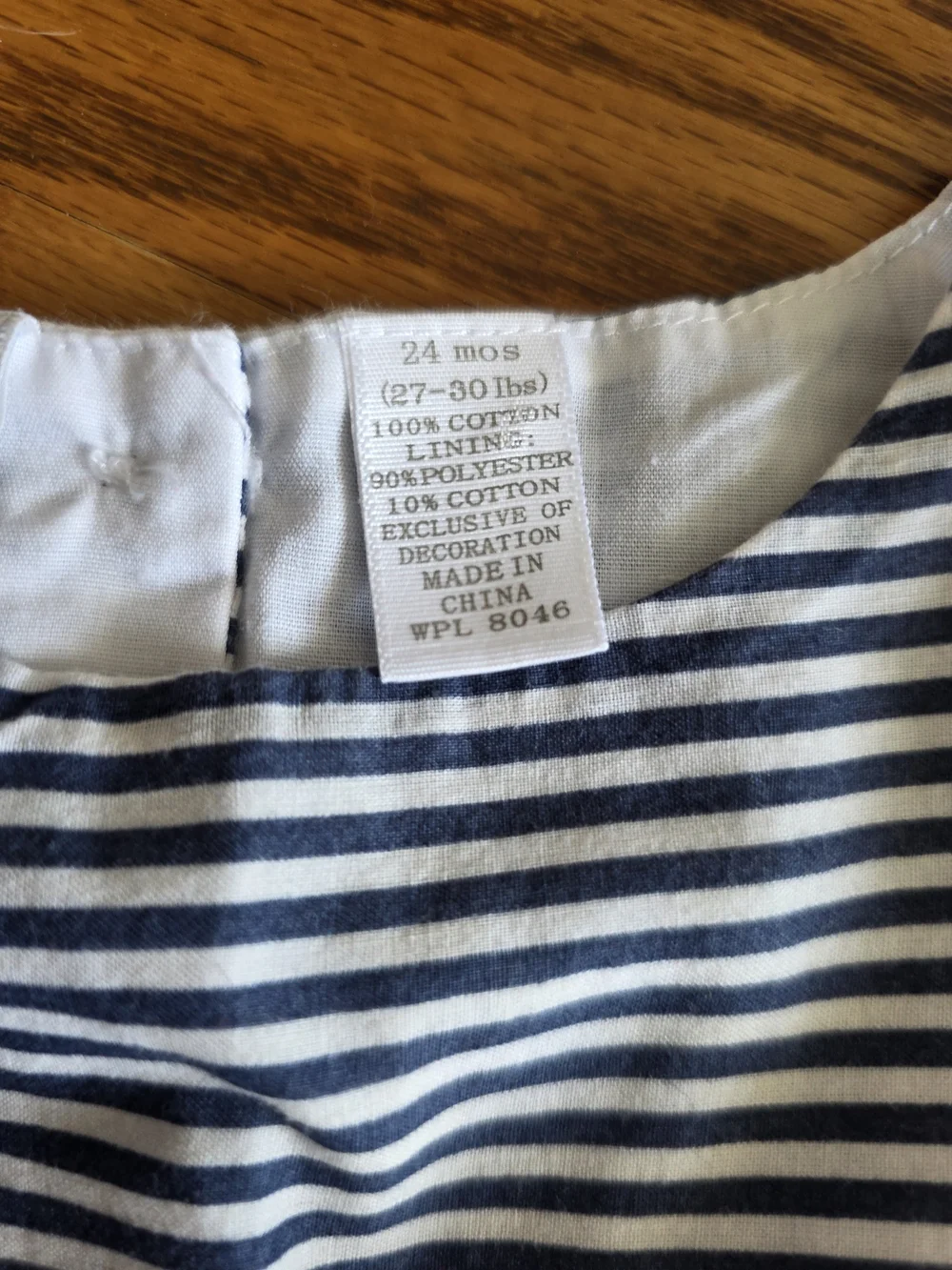 Girls' Navy and White Striped Bow-Accent Dress